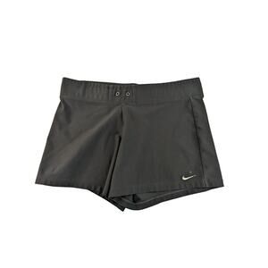 Womens Nike Drifit Running Athletic Shorts SZ M 8-10 Black Embroidered